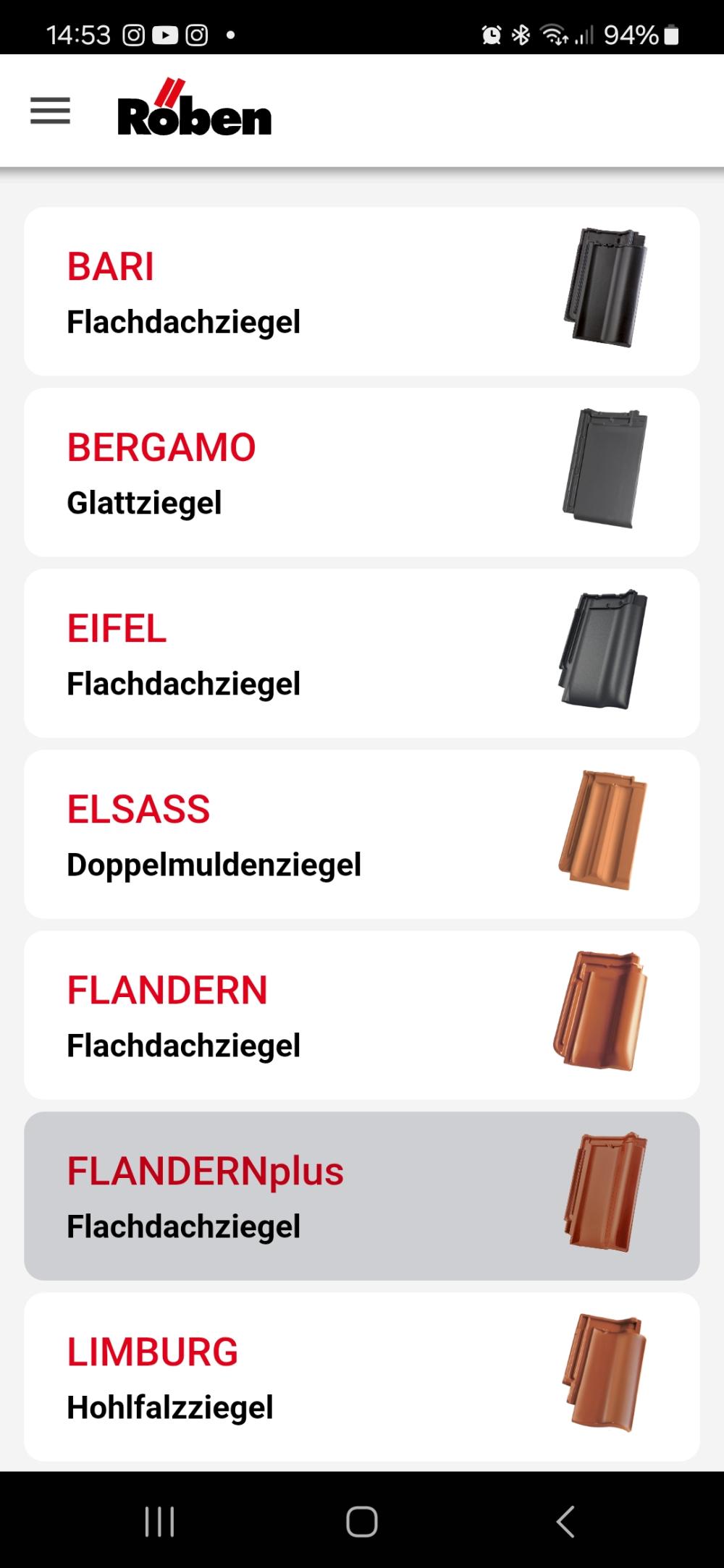 Lista von Dachziegeltypen mit Abbildungen.