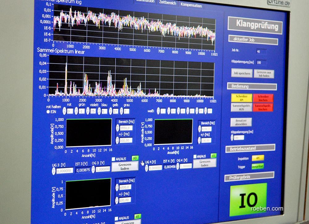 Schön bunt: Am Ende des Produktionsprozesses steht auch die elektronische Klangprüfung. Sie würde Schäden zuverlässig entdecken.