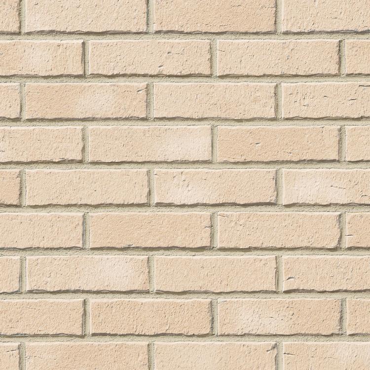Backsteinmauer in hellem Beige.